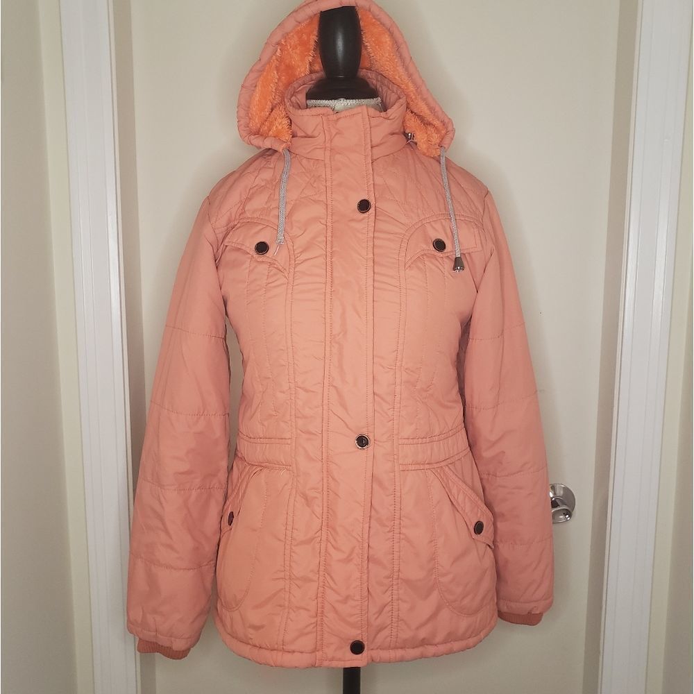 80s Pink Winter Jacket Hooded